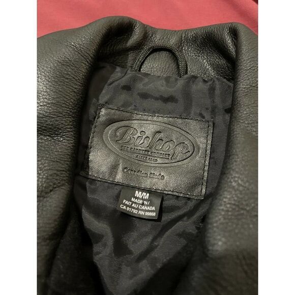BISHOP Men's Bomber Jacket Canadian Wool Leather Trim Whistler Creek Size Medium - Picture 10 of 11